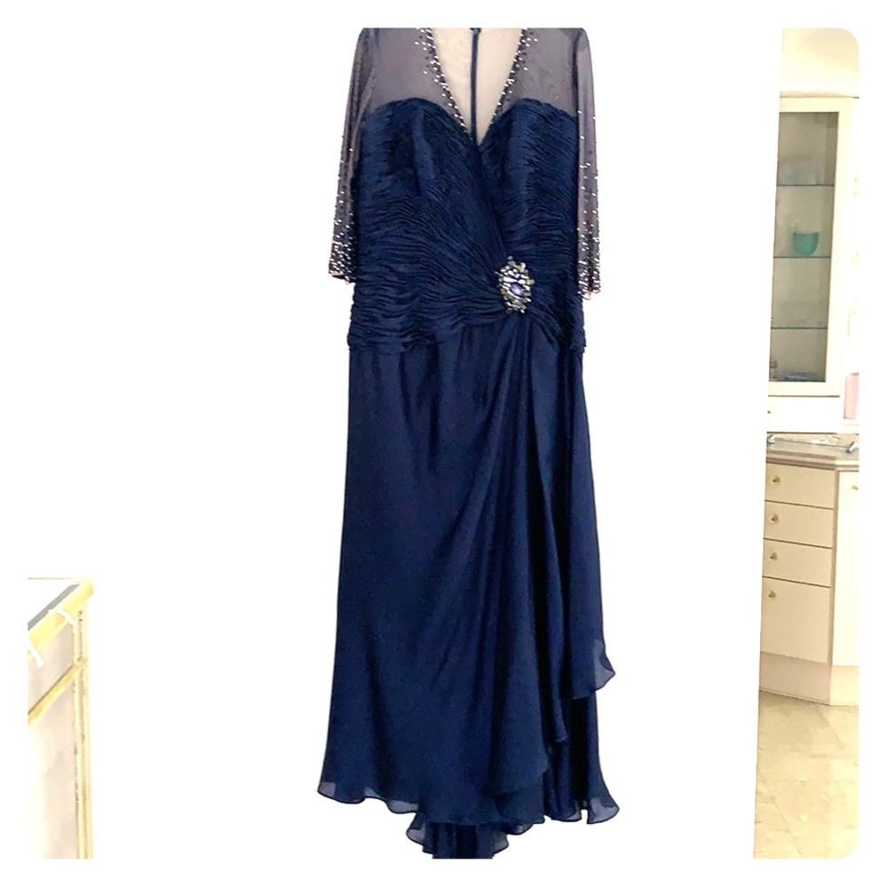 Navy blue spectacular evening gown.